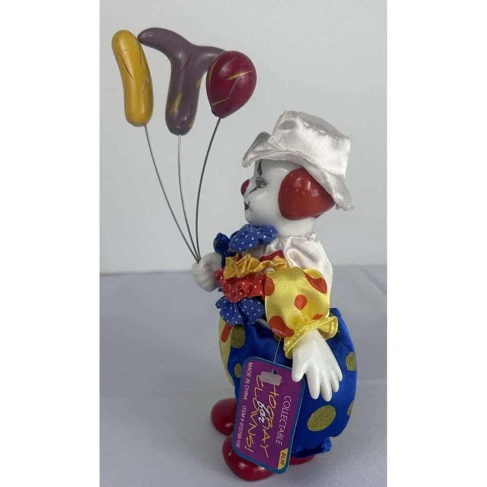 Vintage Hooray For‎ Clowns Porcelain Clown Figurine Rite Aid Balloon Doll Tag